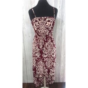 NWT Fleur De Lis Scrolling Stretch Sundress Midi High-Low Dress XXL Red #22